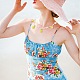 Collana pendente limone in resina con catene di fiori con perline di vetro da donna NJEW-TA00057-3