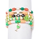 Saint Patrick's Day Freshwater Pearl & Handmade Polymer Clay Heishi Stretch Bracelets Sets BJEW-JB08768-3