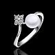 Brass Round Imitation Pearl Finger Rings For Party RJEW-BB10299-9-2