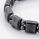 Magnetic Hematite Square and Round Beads Stretch Bracelets for Valentine's Day Gift BJEW-M066-13-2