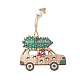 クリスマスの木のペンダントの装飾  ジュートロープ付き  クリスマスツリーの装飾用  車  ミックスカラー  130~147mm  9個/セット HJEW-K038-01B-2
