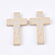 印刷木製のペンダント  十字架クロス  イースターのために  ビスク  41.5~42.5x23.5~24.5x4.5mm  穴：2mm WOOD-S050-35B-06-1