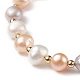 Braccialetto scorrevole con perline rotonde in perle naturali colorate e ottone BJEW-JB09008-02-4