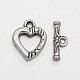Tibetan Style Alloy Heart Ring Toggle Clasps PALLOY-J564-06AS-1