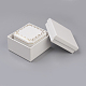 ライトカバー紙ジュエリーペンダントボックス  糊付き  ディアスキンリントおよびカートン  正方形  ゴールドカラー  ホワイト  9.2x8.5x6.1cm OBOX-G012-03B-2