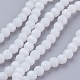 Fili di perle di vetro sfaccettate (32 sfaccettatura)., tondo, bianco, 4mm, Foro: 1 mm, circa 88~90pcs/filo, 28~30cm