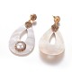 Orecchini pendenti con perle naturali e conchiglie EJEW-F230-47-3