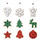 木製の装飾品  クリスマスツリー吊り飾り  クリスマスパーティーギフトの家の装飾のため  混合図形  ミックスカラー DIY-TA0002-79-1