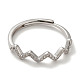 925 anello regolabile da donna in argento sterling con micro pavé di zirconi trasparenti placcati al rodio RJEW-G302-02P-2