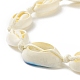 Natürliche geflochtene Perlen-Fußkettchen aus Kaurimuscheln für Frauen AJEW-AN00527-02-5