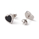 Black Acrylic Heart Stud Earrings EJEW-G291-03M-6