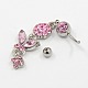 Body Jewelry Alloy Rhinestone Dangle Button Barbell Belly Rings Navel Ring RB-D073-06-4