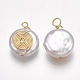 Pendentifs en plastique imitation perle ABS KK-T038-447G-2