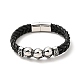 304 Stainless Steel Beaded Link Bracelet with Magnetic Clasp for Men Women BJEW-C021-22-P-2