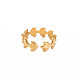 Chapado en iones (ip) 304 anillo de puño abierto de flor de acero inoxidable para mujer RJEW-S405-197G-2