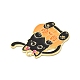 ハロウィンテーマアロイエナメルペンダント  ライトゴールド  猫のチャーム  カボチャ模様  28x24x1.5mm  穴：2.2mm ENAM-I053-B03-3