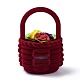 ベルベットのリングボックス  プラスチックとリボン付き  花籠  暗赤色  5.8x6cm VBOX-F004-01B-3