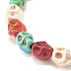Bracelet extensible en perles de crâne synthétique turquoise (teint) BJEW-JB08056-6
