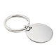 Porte-clés pendentif rond et plat en acier inoxydable KEYC-K018-01P-01-2