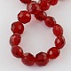 Faceted Dark Red Glass Flat Round Bead Strands X-GLAA-R044-8mm-09-2