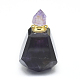 Faceted Natural Amethyst Openable Perfume Bottle Pendants G-E556-11E-2