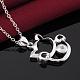 Silver Color Plated Brass Cubic Zirconia Kitten Pendant Necklaces NJEW-BB09478-4