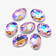 Cabujones de cristal con rhinestone RGLA-T018-10x14mm-01-1