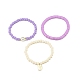 3pcs bracelets extensibles heishi surfeur en argile polymère faits à la main sertis de perles de verre BJEW-JB08072-03-4