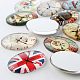Flower Background Clock Theme Ornaments Glass Oval Flatback Cabochons X-GGLA-A003-18x25-TT-3