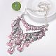 Fashion Women Jewelry Zinc Alloy Glass Rhinestone Flower Bib Statement Choker Collar Necklaces NJEW-BB15083-B-4