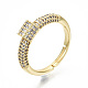 Adjustable Brass Micro Pave Clear Cubic Zirconia Finger Rings RJEW-S045-049G-NR-1