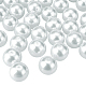 Pandahall Elite ca. 100 Stück 10mm winzige Satin Glanz Glasperlen Perle runde lose Abstandsperlen für Schmuck machen weiß HY-PH0001-10mm-001-2