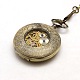 Lega cava gioielli ciondolo steampunk rotonda e piatta orologi da tasca meccanico WACH-M035-07AB-4