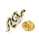 ヘビと花のエナメルピン  トーテムバッジ  バックパックの服のための黄金の合金のブローチ  ブラック  30.5x12x1.5mm JEWB-P030-D03-3