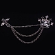 Crown & Cross with Chain Tassel Dangle Brooch Pin RELI-PW0001-099B-2