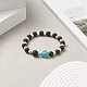 Dyed Synthetic Turquoise(Dyed) Tortoise & Natural Lava Rock Beaded Stretch Bracelet for Women BJEW-JB09229-02-5
