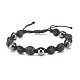 2 pièces 2 couleurs pierre de lave naturelle et bracelets de perles tressées en hématite synthétique sertis de boule disco en strass BJEW-JB07896-3