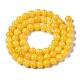 Chapelets de perles de pierres en jade jaune teinte G-R271-6mm-Y07-2