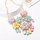 Fashion Women Jewelry Zinc Alloy Glass Flower Bib Statement Choker Collar Necklaces NJEW-BB15068-C-5