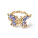 Anello elasticizzato a farfalla con perline di vetro per donna RJEW-MZ00004-3