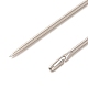 12 個の亜鉛メッキ鉄セルフスレッディング手縫い針  高齢の盲人のための簡単な糸の大きな目の針  コラム木製収納ボックス付き  プラチナ  82x18mm TOOL-NH0001-02C-3