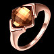 錫合金ガラス指輪  菱形  チョコレート  ローズゴールド  usサイズ6（16.5mm） RJEW-BB17287-6-2