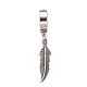 Stainless Steel Feather Dangle Hoop Earrings EJEW-G286-08P-1