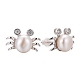 Crab Platinum Tone Rhodium Plated 925 Sterling Silver Cubic Zirconia Ball Ear Studs EJEW-E174-04P-2
