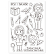 GLOBLELAND Teacher Theme Silicone Clear Stamps Transparent Stamps for Birthday Easter Holiday Cards Making DIY Scrapbooking Photo Album Decoration Paper Craft DIY-WH0167-56-637-8