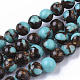 Brins de perles synthétiques turquoise et bronzite assemblés G-S366-025B-1