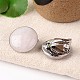 Natural Rose Quartz Dome/Half Round Clip-on Earrings EJEW-J090-05-1
