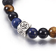 Натуральный смешанный драгоценный камень плетеные браслеты из бисера BJEW-G607-03-4