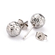 Textured Round Bead 304 Stainless Steel Stud Earring Findings EJEW-O104-01P-3