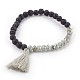 Bracelets avec pendentif pompon en fil de coton BJEW-JB04022-04-1